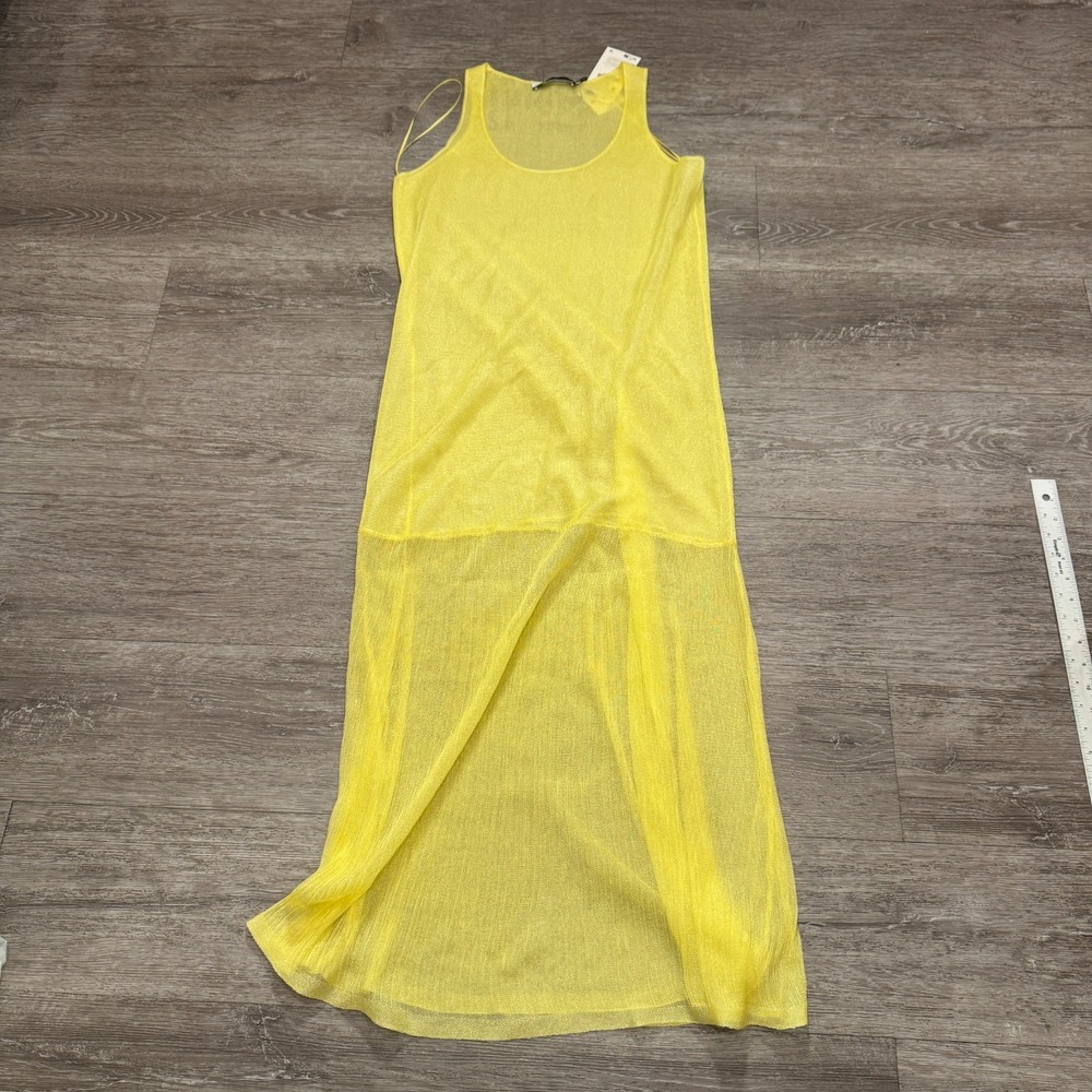 Zara Dress Womens Small Yellow Sleeveless Casual Long Maxi Casual Preppy Adult